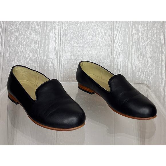 NISOLO Black Leather Round Toe Smoking Shoe Loafer US 7.5 - Picture 2 of 9